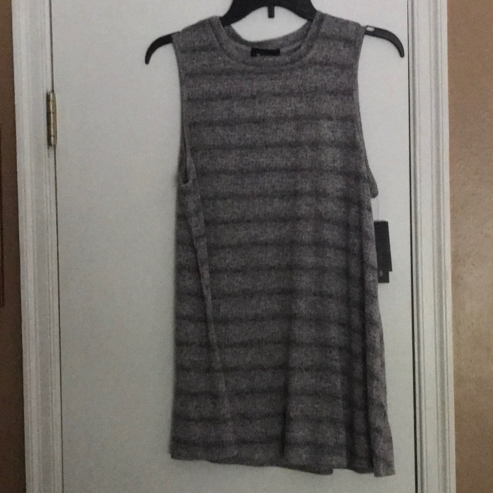 NWT AB STUDIO GREY AND BLACK LADIES TANK MED